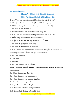 Trắc nghiệm Thu thập, phân loại và biểu diễn dữ liệu Toán 7 Cánh diều