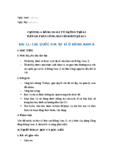 Giáo án Bài 11 Lịch sử 6 Kết nối tri thức (năm 2024): Các quốc gia sơ kì ở Đông Nam Á