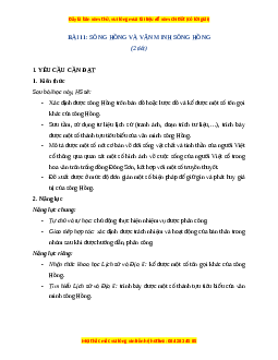 Giáo án Bài 11 Lịch sử & Địa lí lớp 4 Chân trời sáng tạo: Sông Hồng và văn minh sông Hồng