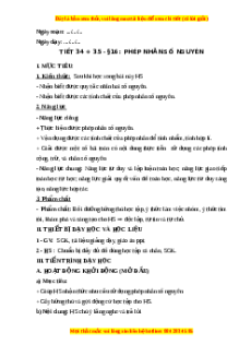 Giáo án Phép nhân số nguyên Toán 6 Kết nối tri thức
