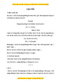 Lý thuyết Vận tốc Toán 5