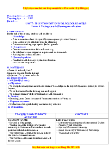 Giáo án Unit 7: Education options for school-leavers Tiếng Anh 11 Global success