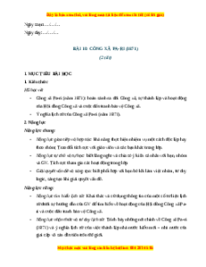 Giáo án Bài 10 Lịch sử 8 Chân trời sáng tạo (2024): Công xã Pa-ri (1871)