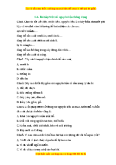 Trắc nghiệm Một số nguyên liệu KHTN 6 Kết nối tri thức