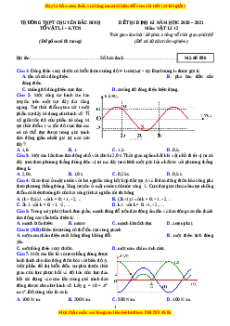 Đề thi thử Vật Lí trường Chuyên Bắc Ninh năm 2021