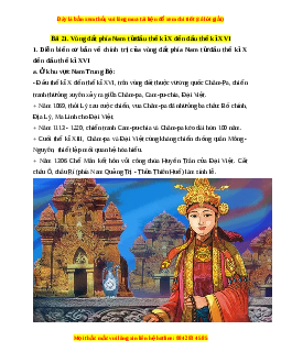 Lý thuyết Lịch sử 7 Chân trời sáng tạo Bài 21: Vùng đất phía nam từ đầu thế kỉ X đến đầu thế kì XVI