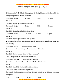 Đề thi giữa kì 1 Tiếng Anh 9 tỉnh Lạng Sơn