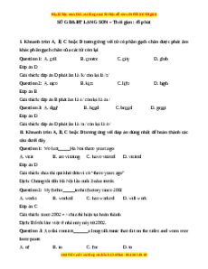 Đề thi giữa kì 1 Tiếng Anh 9 tỉnh Lạng Sơn
