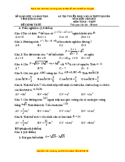 Đề thi vào 10 môn Toán tỉnh Hậu Giang (Hệ không chuyên) năm 2021