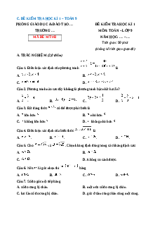 Đề thi Cuối kì 1 Toán 9 Chân trời sáng tạo 2024 (Đề 2)