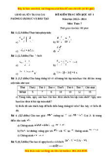 Đề thi cuối kì 1 Toán 7 Phòng GD&ĐT Huyện Thanh Oai Hà Nội