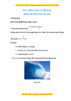 Lý thuyết Vật lý 10 Chân trời sáng tạo Bài 17: Động năng và thế năng. Định luật bảo toàn cơ năng