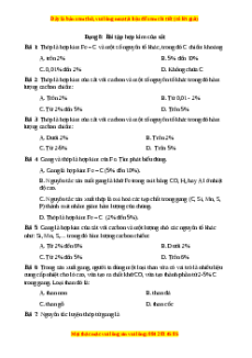 Trắc nghiệm Bài tập hợp kim của sắt Hóa học 9