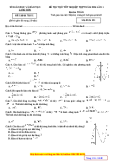 Đề thi thử tốt nghiệp Toán Sở GD&ĐT Lạng Sơn lần 1 năm 2024