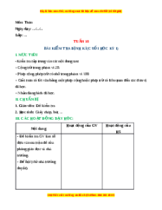 Giáo án Bài kiểm tra định kì (Cuối học kì I) Toán lớp 2 Cánh diều