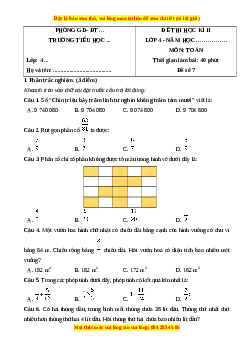 Đề thi cuối kì 2 Toán lớp 4 Cánh diều - Đề 7