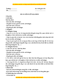 Giáo án Dẫn xuất halogen Hóa học 11 Chân trời sáng tạo