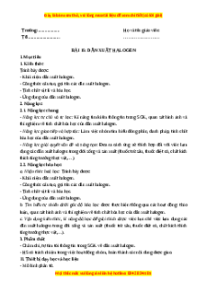 Giáo án Dẫn xuất halogen Hóa học 11 Chân trời sáng tạo