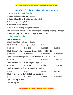 Đề cương ôn tập cuối học kì 1 Toán lớp 4 Cánh diều