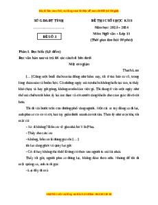 Đề thi cuối kì 2 Ngữ văn 11 Chân trời sáng tạo (Đề 3)