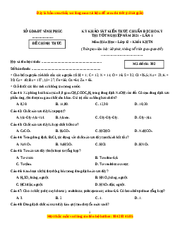 Đề thi thử Hóa Học Sở Vĩnh Phúc lần 1 năm 2021