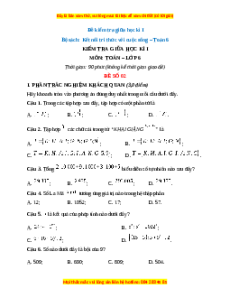 Đề thi giữa kì 1 Toán 6 Kết nối tri thức (Đề 2)