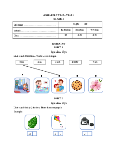 Bộ đề thi cuối kì 2 Tiếng Anh lớp 1 iLearn Smart Start có đáp án
