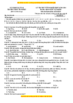 Đề thi thử tốt nghiệp Hóa học trường THPT Trần Phú - Hà Tĩnh lần 1 năm 2024