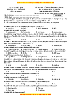 Đề thi thử tốt nghiệp Hóa học trường THPT Trần Phú - Hà Tĩnh lần 1 năm 2024