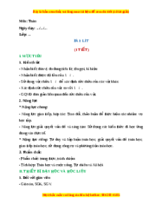 Giáo án Lít Toán 2 Chân trời sáng tạo