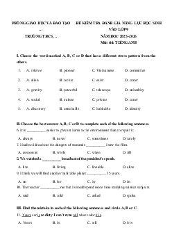 Bộ 3 đề thi khảo sát chất lượng đầu năm Tiếng anh 9 năm 2025 (có đáp án)