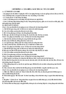Câu hỏi ôn thi Trạng Nguyên Tiếng Việt lớp 5 Chủ điểm 5: Câu ghép, cách nối các vế câu ghép