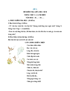 Bộ 20 đề thi Giữa kì 2 Tiếng Việt lớp 5 Cánh diều có đáp án