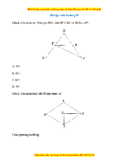 Trắc nghiệm Bài tập cuối chương 4 Toán 7 Cánh diều