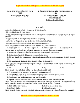 Đề thi thử Sinh Học trường Đồng Đậu lần 3 năm 2021