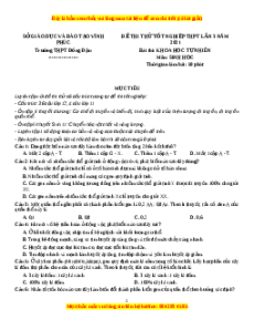 Đề thi thử Sinh Học trường Đồng Đậu lần 3 năm 2021
