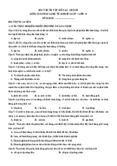Bài tập trắc nghiệm Giữa kì 2 KTPL 11 Cánh diều (có đúng sai, trả lời ngắn)