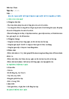 Giáo án Chia một số thập phân cho một số tự nhiên Toán lớp 5 Chân trời sáng tạo