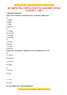 Bộ 24 đề thi cuối kì 1 Tiếng Anh 6 English Discovery có đáp án