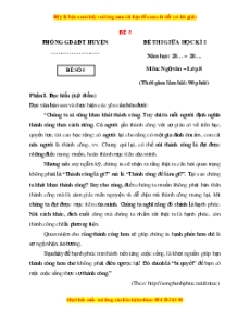 Đề thi giữa kì 1 Ngữ văn 8 Chân trời sáng tạo (đề 5)