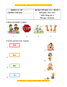 Đề thi cuối kì 2 Tiếng Anh lớp 4 Global success (Đề 3)