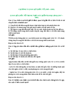 Trắc nghiệm Chương 5: Quan hệ quốc tế (1945-2000) Lịch sử 12