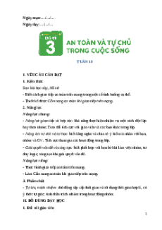 Giáo án Tuần 10 Hoạt động trải nghiệm lớp 5 Cánh diều