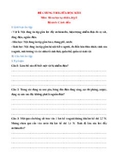 Đề cương ôn tập Giữa kì 2 Khoa học tự nhiên 8 Cánh diều Cấu trúc mới