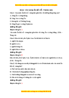 Trắc nghiệm Lịch sử 10 Bài 8 Chân trời sáng tạo: Văn minh Ân Độ cổ - trung đại