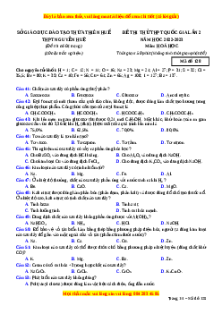 Đề thi thử Hóa Học trường Nguyễn Huệ lần 2 năm 2023