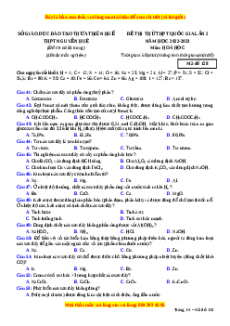 Đề thi thử Hóa Học trường Nguyễn Huệ lần 2 năm 2023