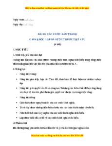 Giáo án Bài 18 Lịch sử 6 Chân trời sáng tạo (2024): Các cuộc đấu tranh giành độc lập dân tộc trước thế kỉ X