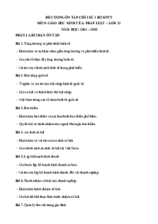 Đề cương Cuối kì 1 Kinh tế pháp luật 12 Kết nối tri thức (có lời giải)