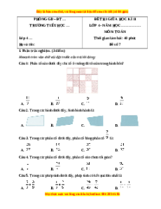 Đề thi giữa kì 2 Toán lớp 4 Cánh diều - Đề 7